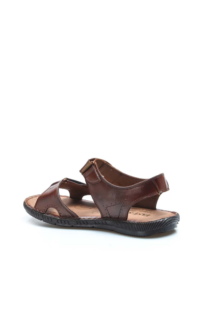 Men's Brown Leather Sandals with Adjustable Straps - Wessi