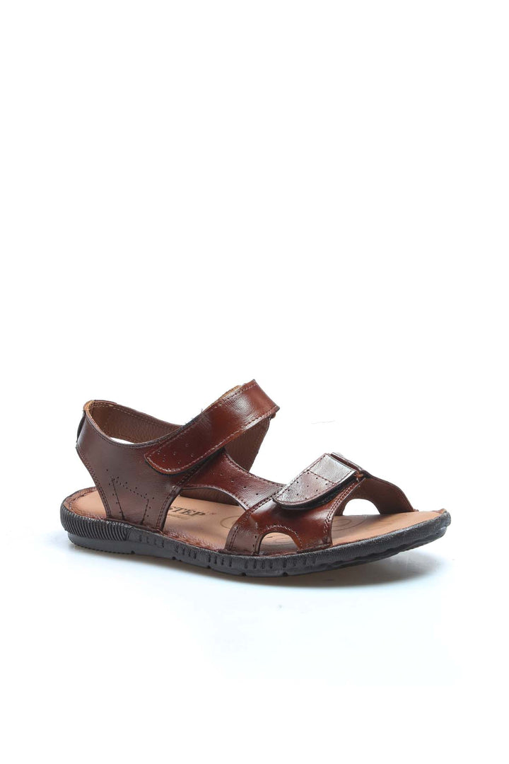 Men's Brown Leather Sandals with Adjustable Straps - Wessi