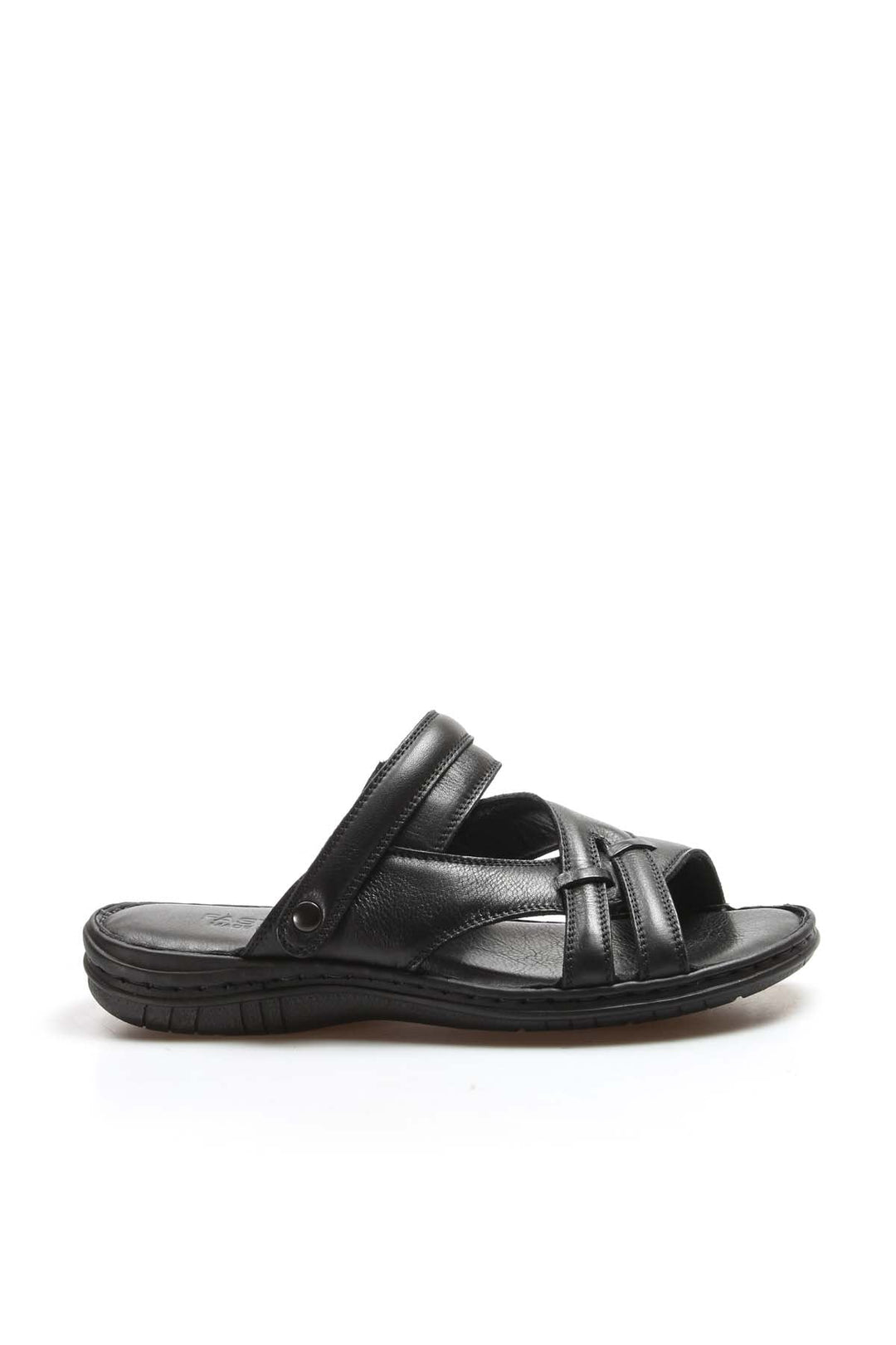 Men's Black Leather Sandals - Wessi
