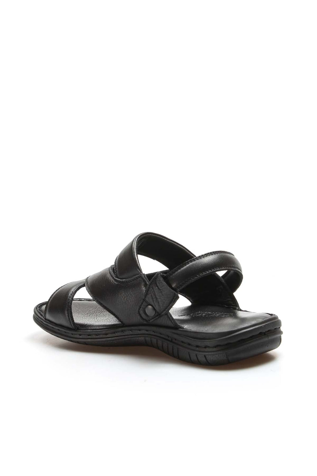 Men's Black Leather Sandals - Wessi