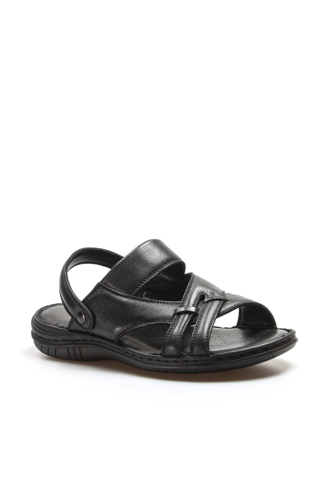 Men's Black Leather Sandals - Wessi