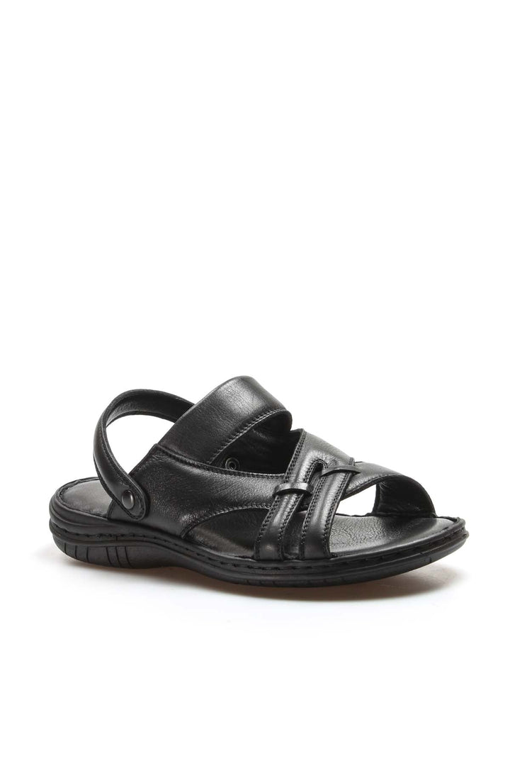 Men's Black Leather Sandals - Wessi