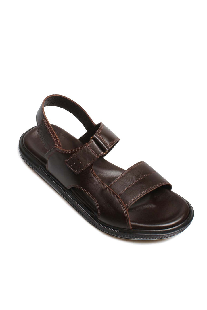 Sandales Velcro en cuir marron Wessi