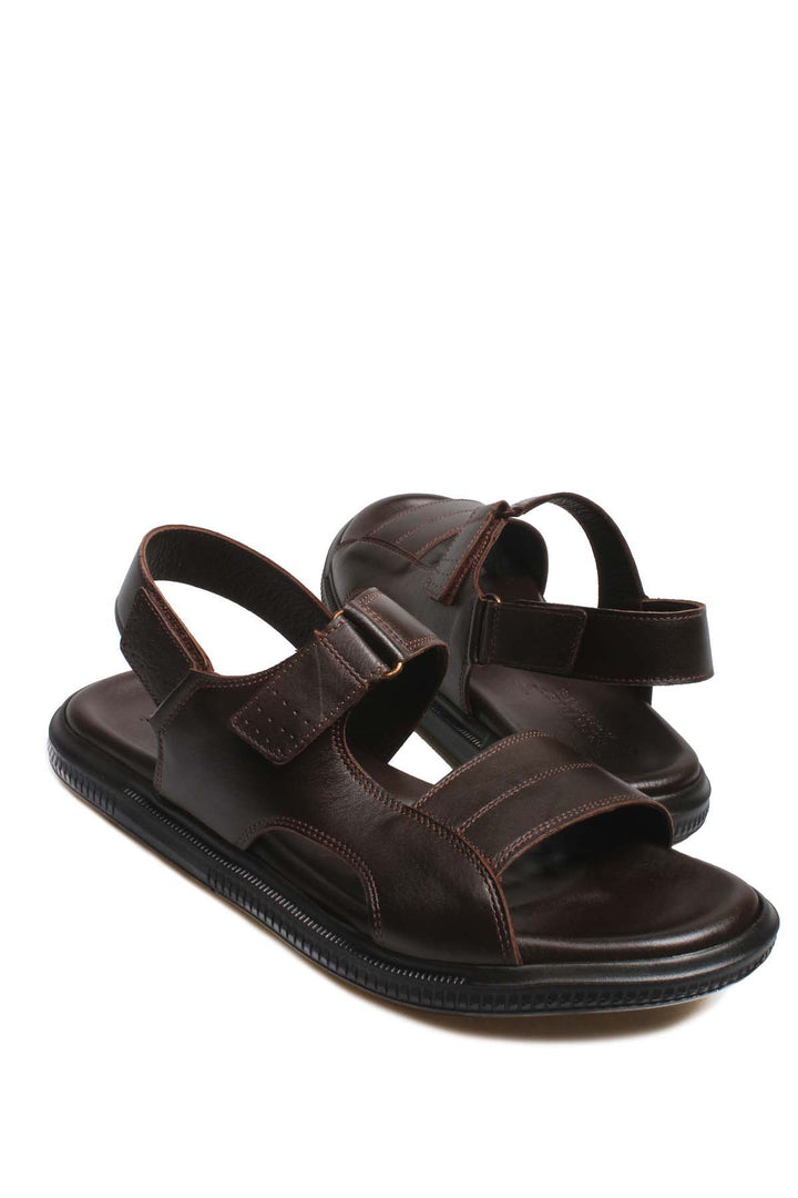 Sandales Velcro en cuir marron Wessi