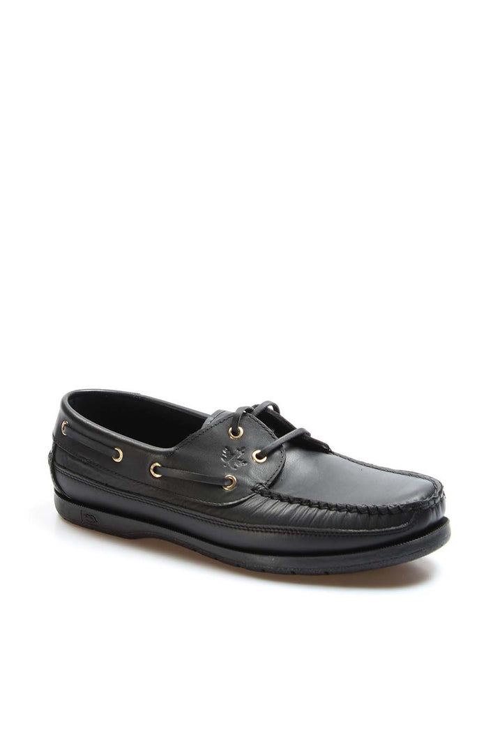 Zapatos de piel negros para hombre con ojales dorados - Wessi