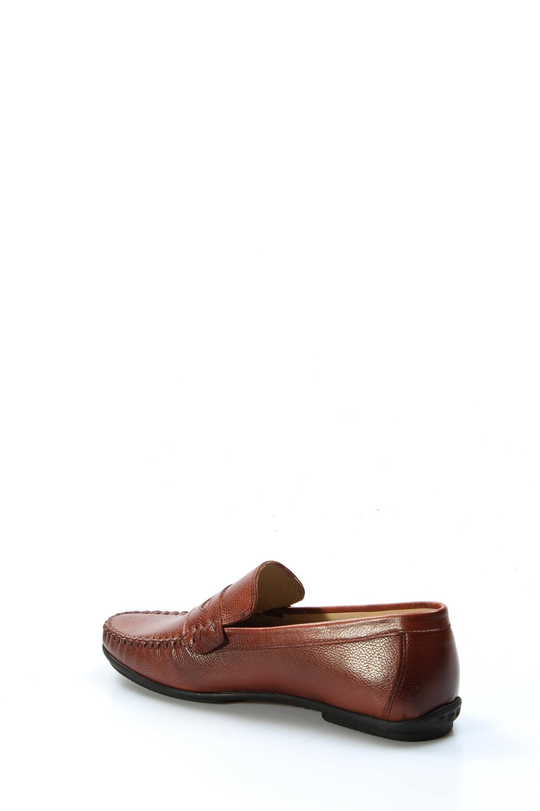 Men's Brown Leather Penny Loafers with Moc Toe Stitching - Wessi