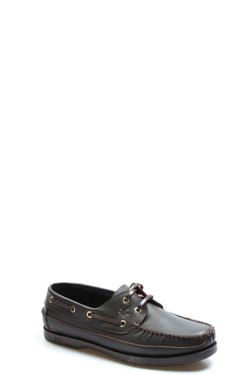 Men's Brown Leather Boat Shoes with Brass Eyelets - Wessi