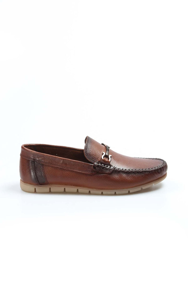 Men's Brown Leather Bit Loafers-Wessi