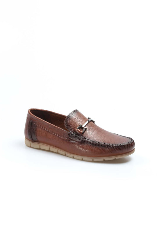 Men's Brown Leather Bit Loafers-Wessi