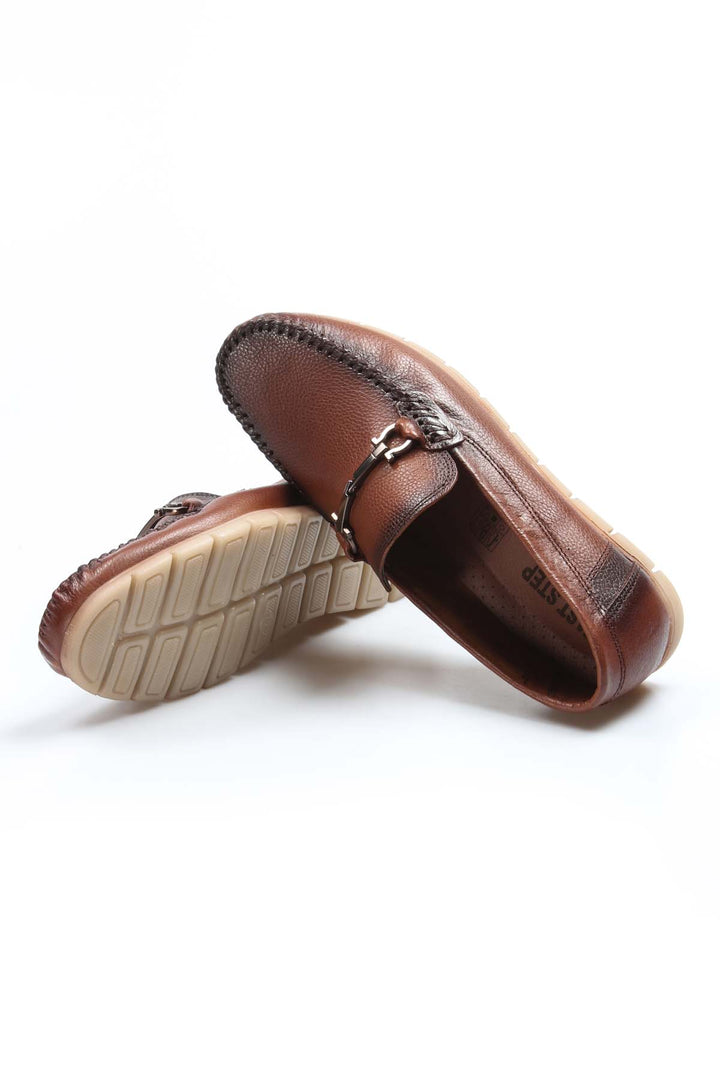 Men's Brown Leather Bit Loafers-Wessi