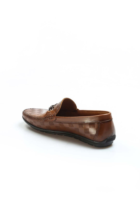 Mocasines Hombre Piel Cuadros Marrón-Wessi