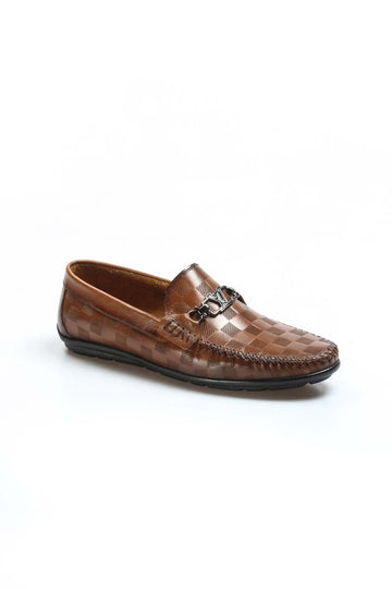 Mocasines Hombre Piel Cuadros Marrón-Wessi