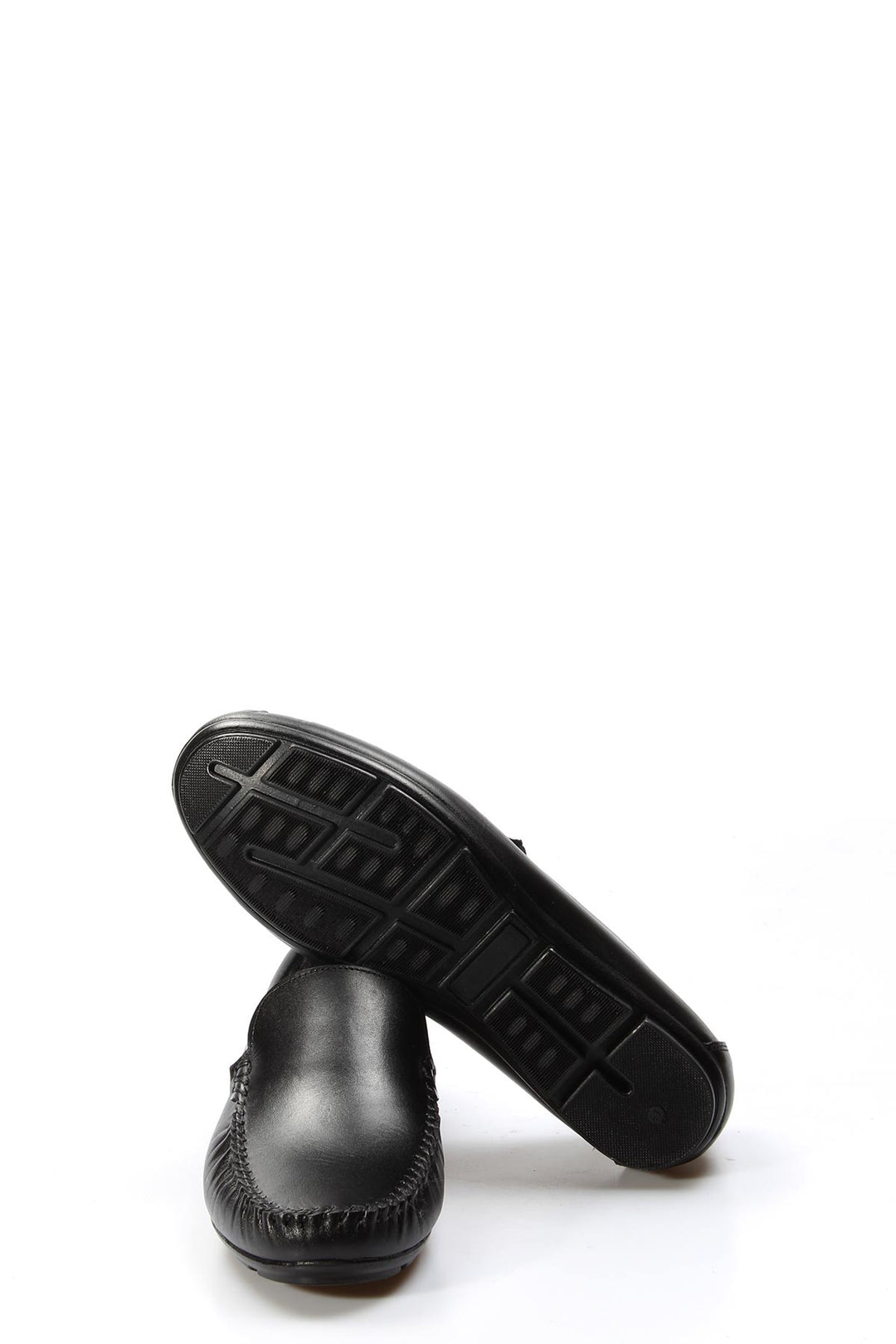 Men's Black Leather Loafers with Moc Toe Stitching - Wessi