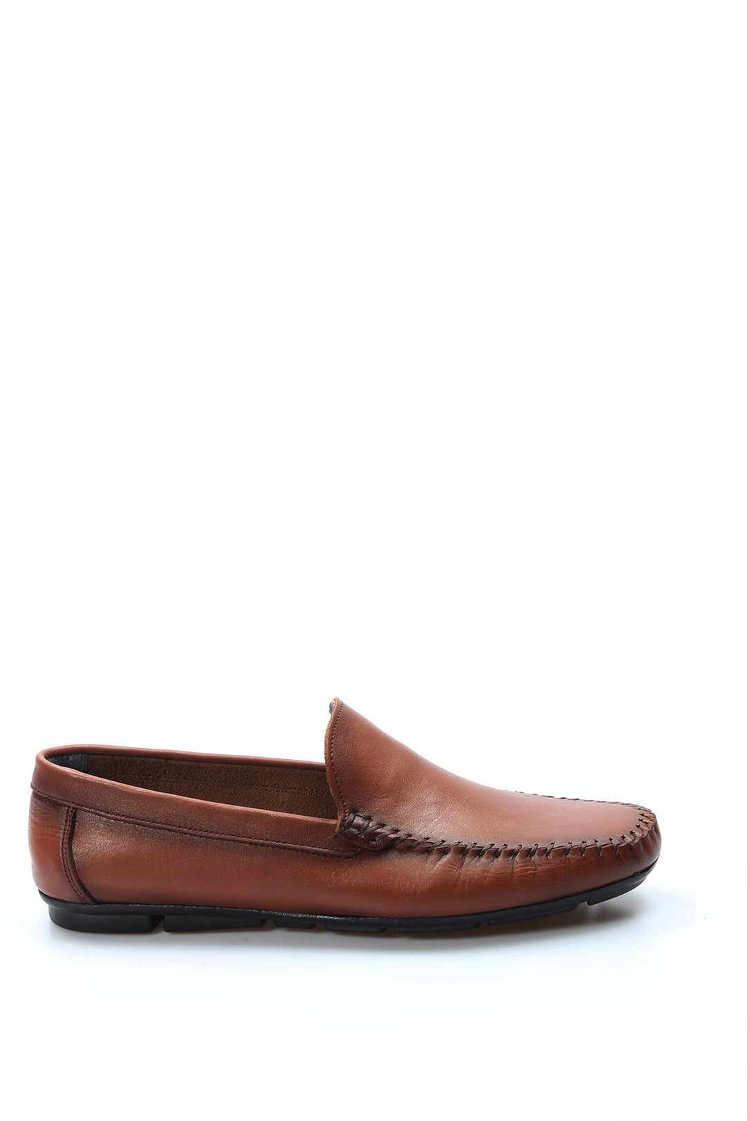 Mocassins à enfiler en cuir beige pour hommes avec détails cousus à la main - Wessi