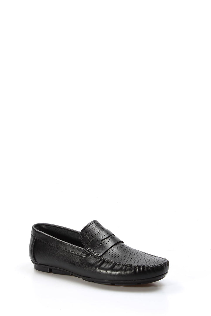Men's Black Leather Loafers - Wessi