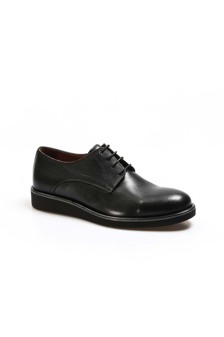 Men's Black Leather Derby Shoes with Sleek Design - Wessi