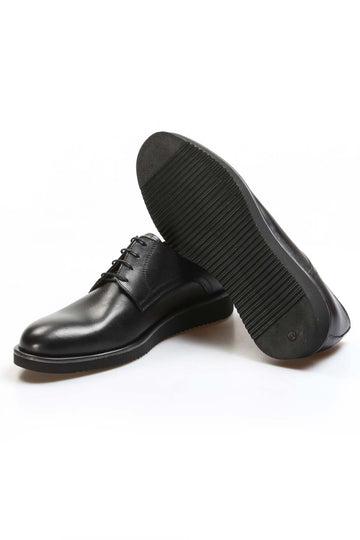 Men's Black Leather Derby Shoes with Sleek Design - Wessi