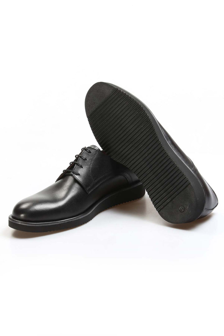 Men's Black Leather Derby Shoes with Sleek Design - Wessi