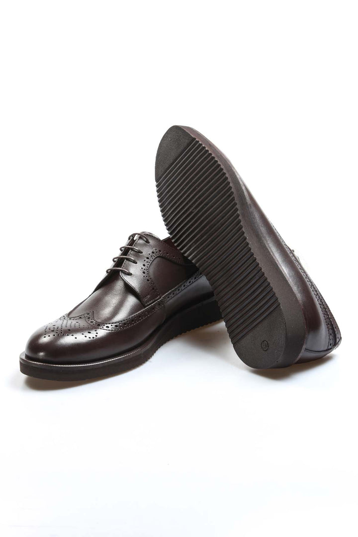 Men's Brown Leather Classic Oxford Shoes-Wessi