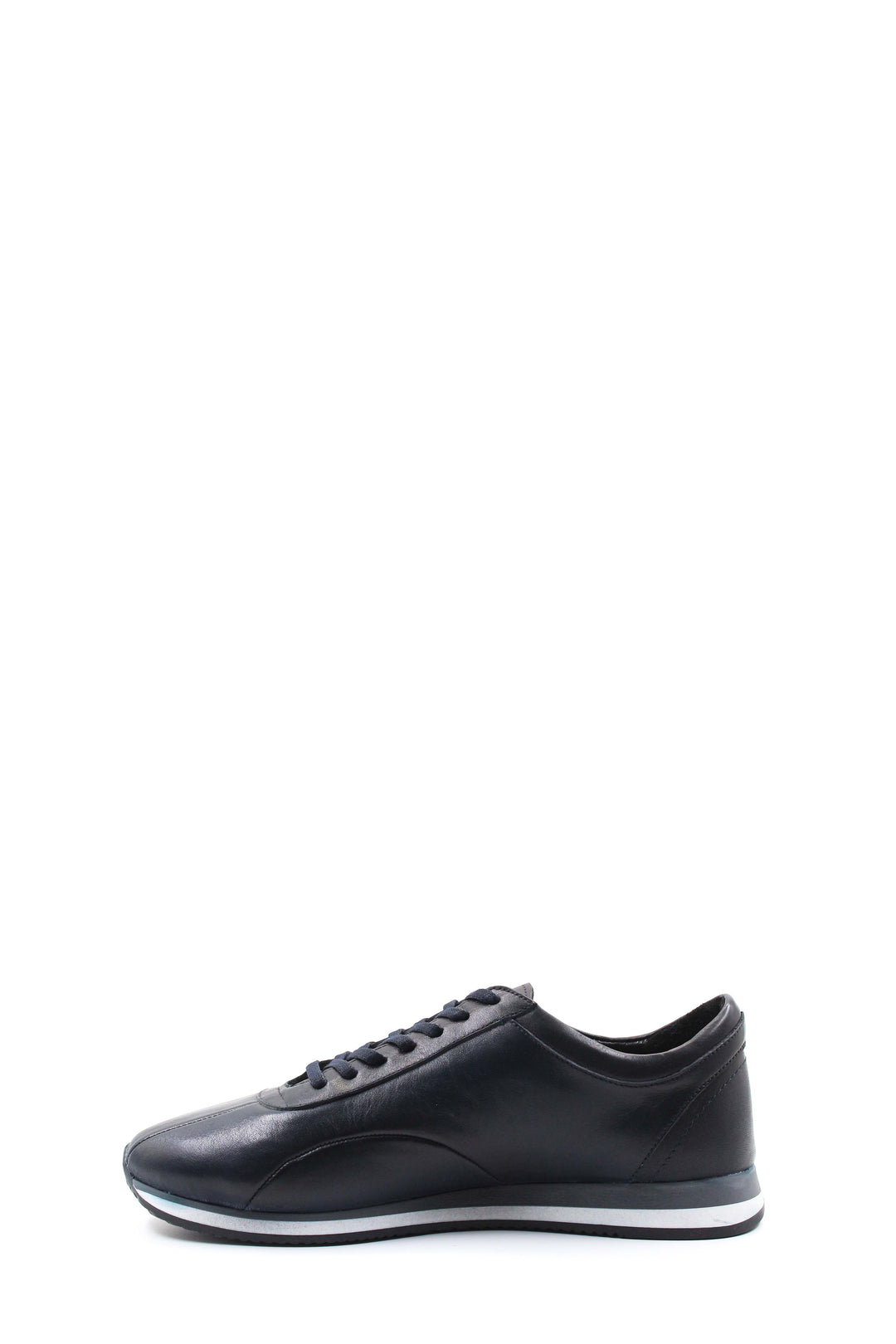Men's Navy Blue Leather Running Shoes-Wessi