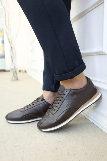 Scarpe da ginnastica casual in pelle marrone da uomo-Wessi