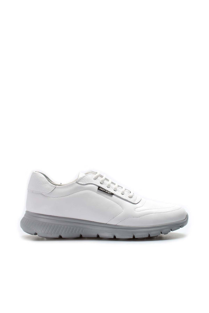 Sneakers Stringate da Uomo in Pelle Bianca con Suola Grigia - Wessi