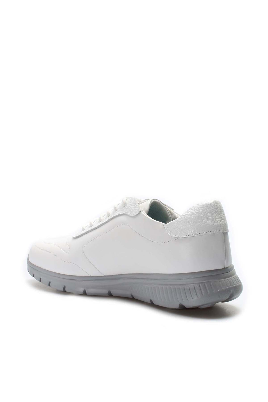 Sneakers Stringate da Uomo in Pelle Bianca con Suola Grigia - Wessi