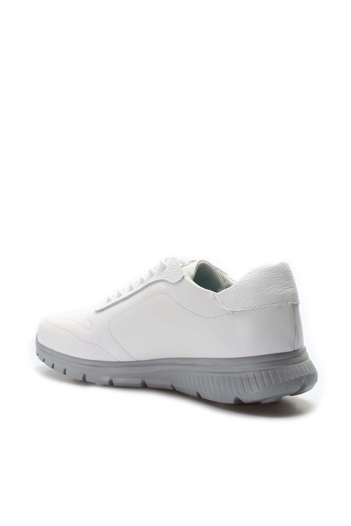 Sneakers Stringate da Uomo in Pelle Bianca con Suola Grigia - Wessi