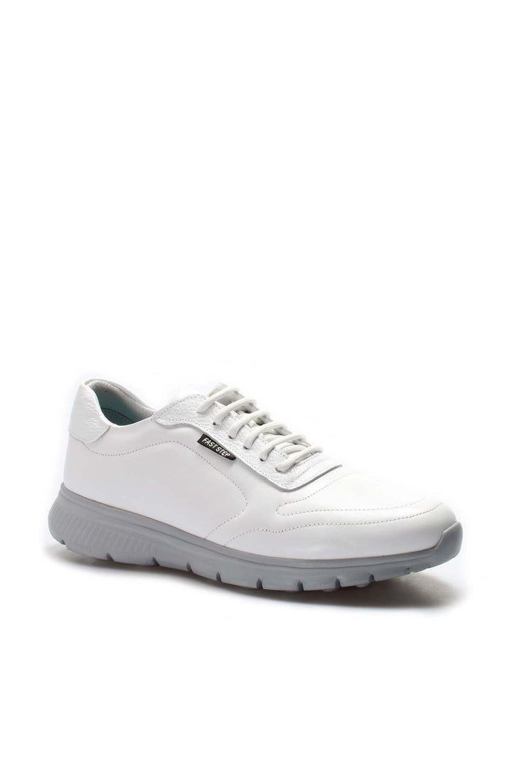 Sneakers Stringate da Uomo in Pelle Bianca con Suola Grigia - Wessi