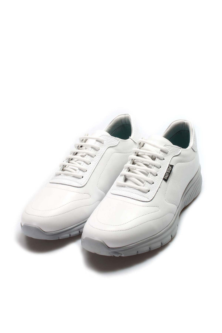 Sneakers Stringate da Uomo in Pelle Bianca con Suola Grigia - Wessi