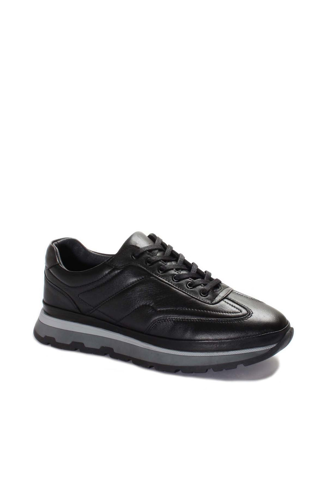 Black Leather Retro Sneakers Wessi