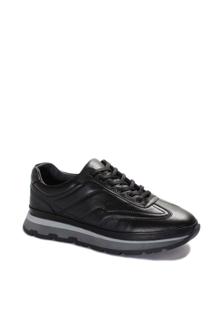 Black Leather Retro Sneakers Wessi