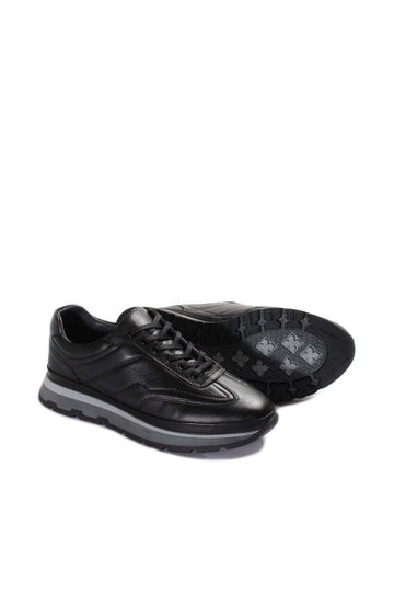 Black Leather Retro Sneakers Wessi