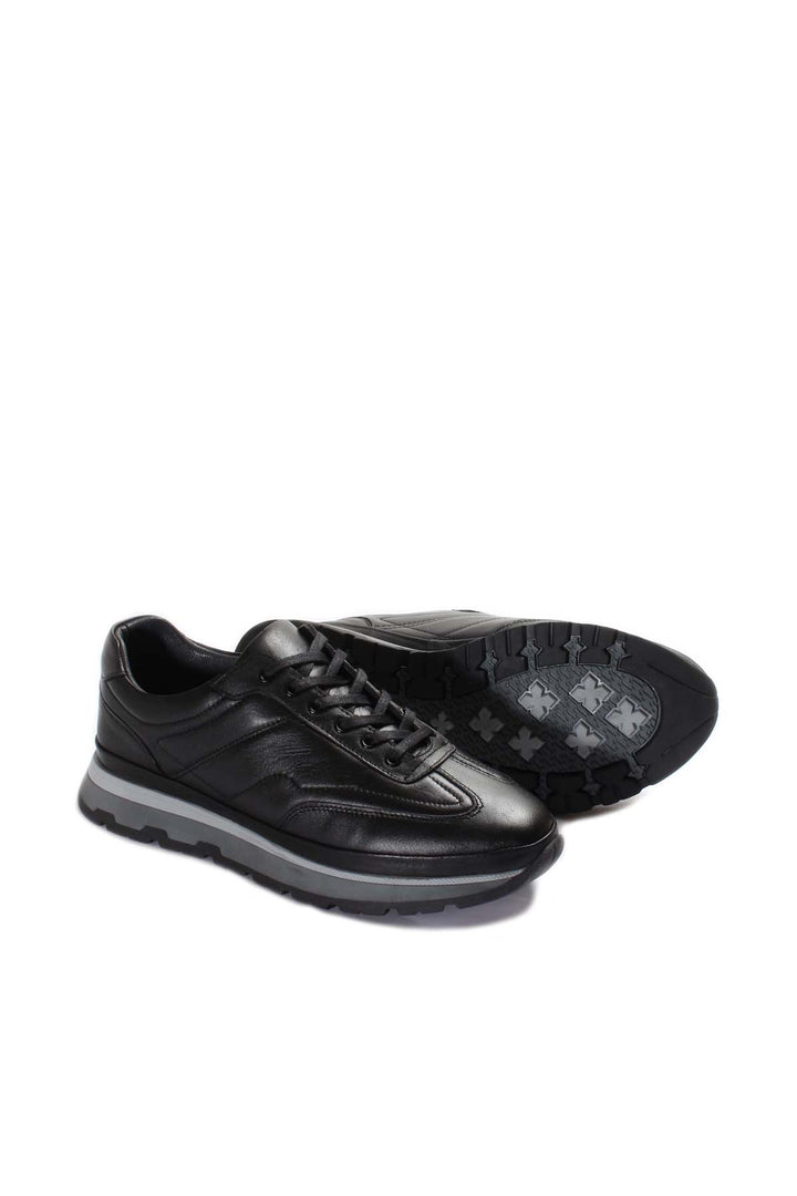 Black Leather Retro Sneakers Wessi
