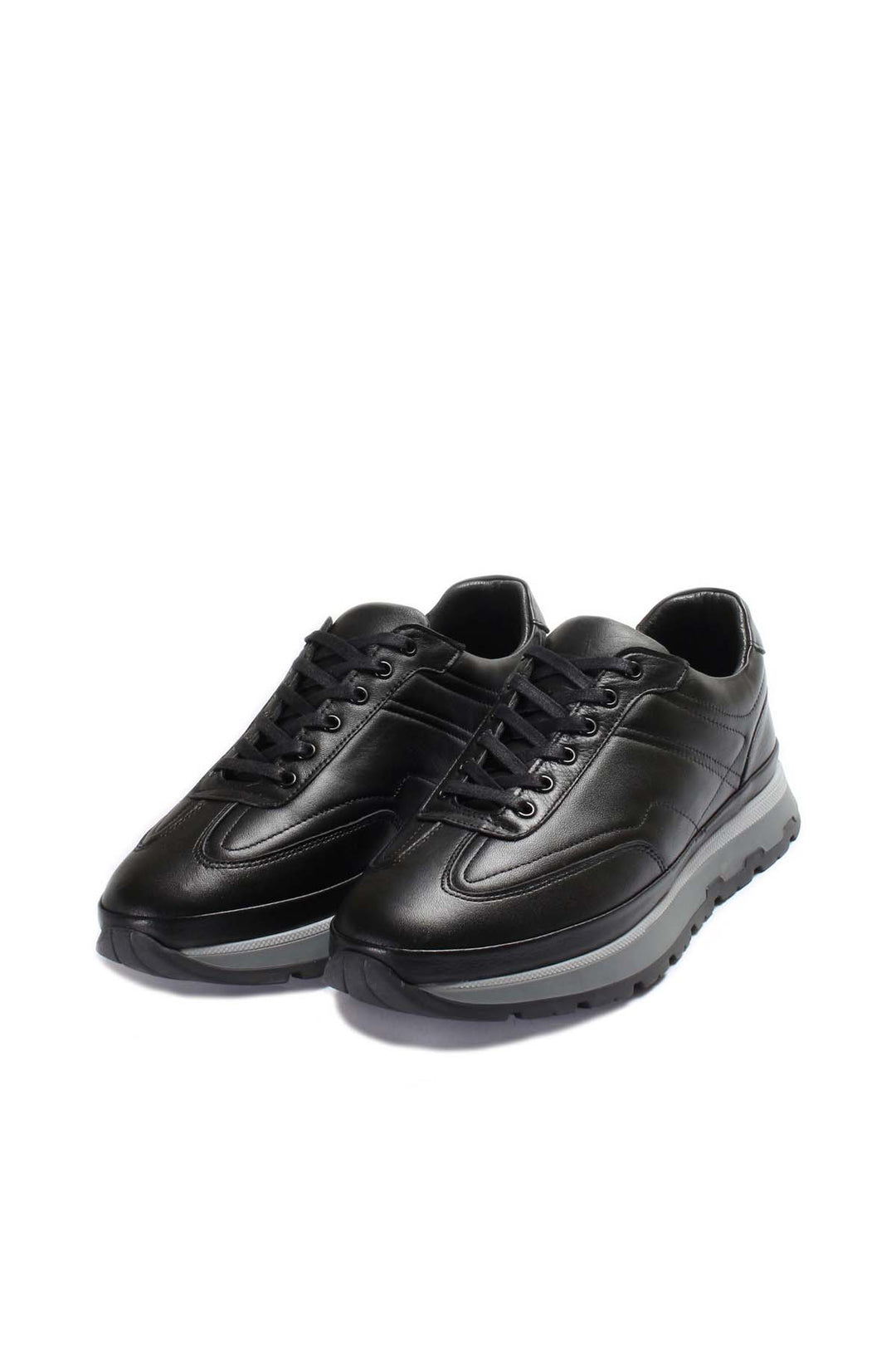 Black Leather Retro Sneakers Wessi