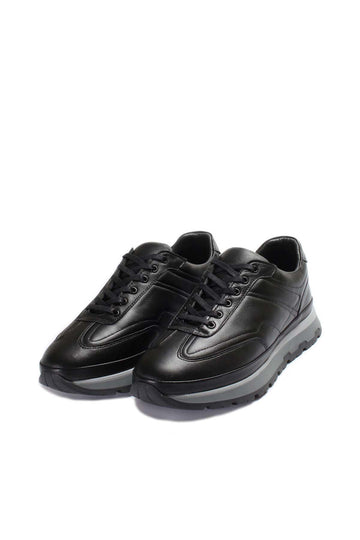 Black Leather Retro Sneakers Wessi