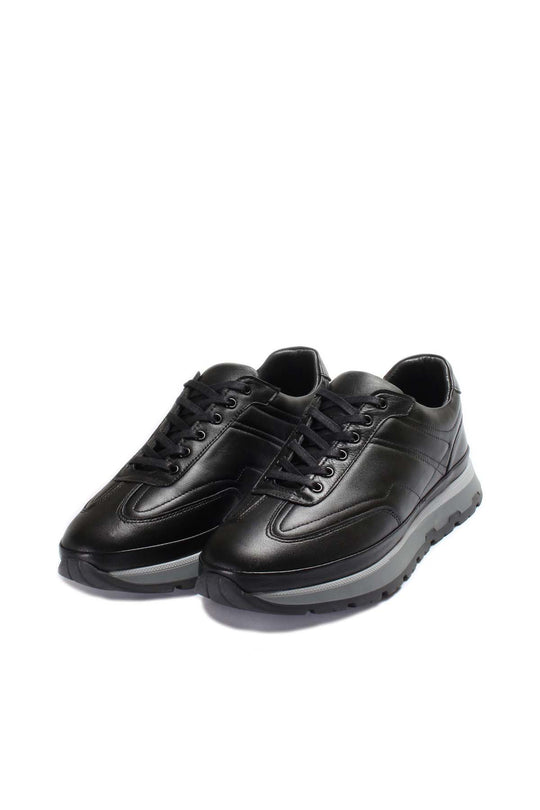 Black Leather Retro Sneakers Wessi