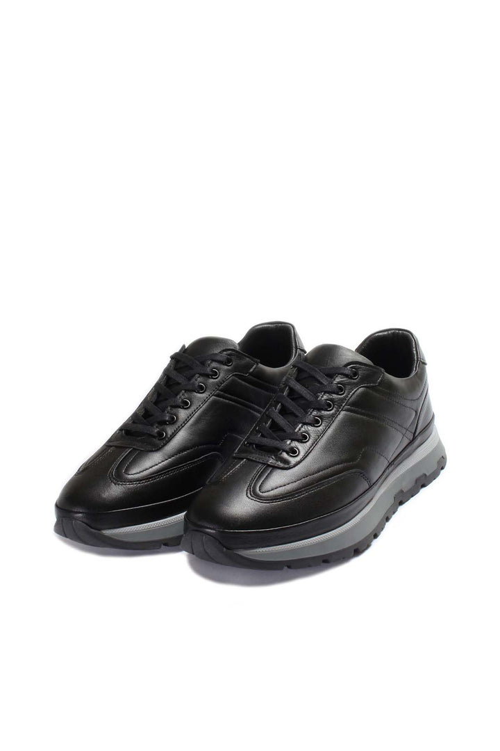 Black Leather Retro Sneakers Wessi