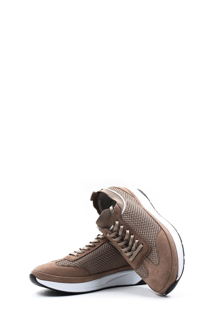 Men's Beige Suede and Mesh Lace-Up Sneakers - Wessi