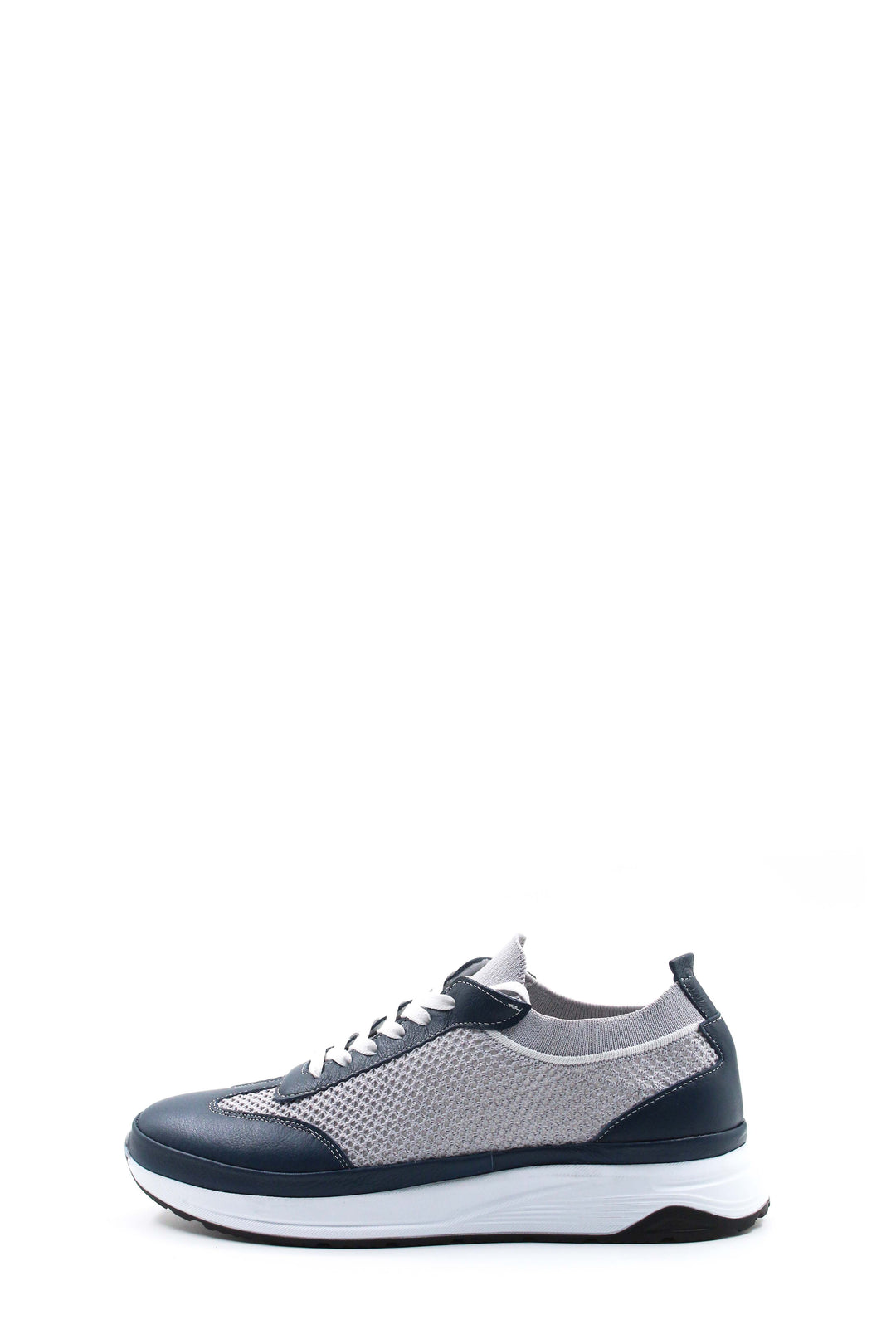Men's Gray and Navy Lace-Up Athletic Sneakers with Cushioned Sole - Wessi
