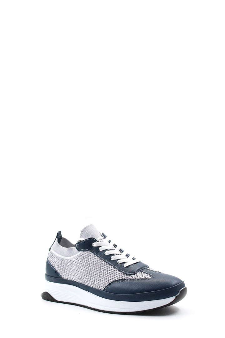 Men's Gray and Navy Lace-Up Athletic Sneakers with Cushioned Sole - Wessi