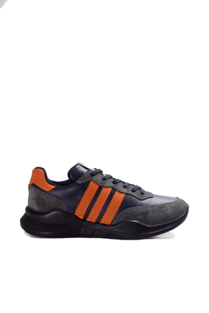 Men's Gray and Orange Stripe Sneakers-Wessi