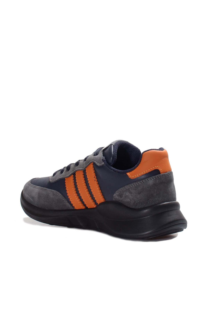 Men's Gray and Orange Stripe Sneakers-Wessi