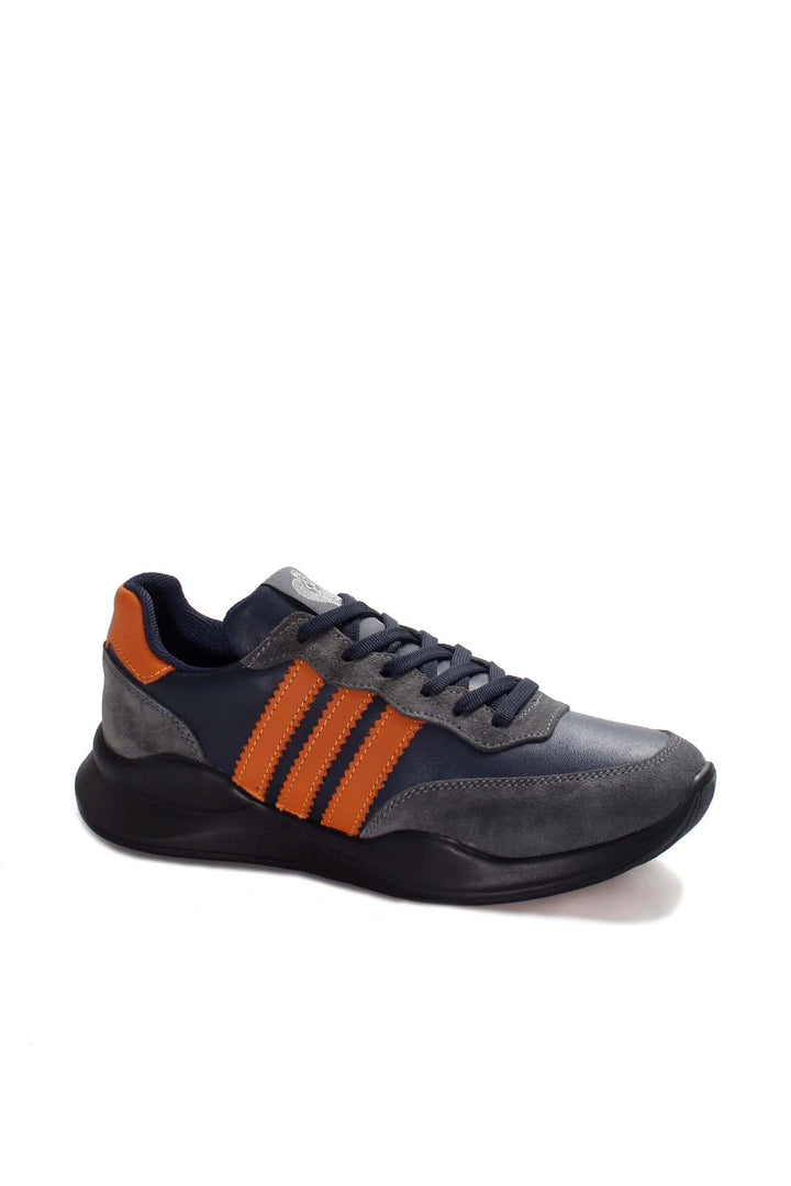 Men's Gray and Orange Stripe Sneakers-Wessi