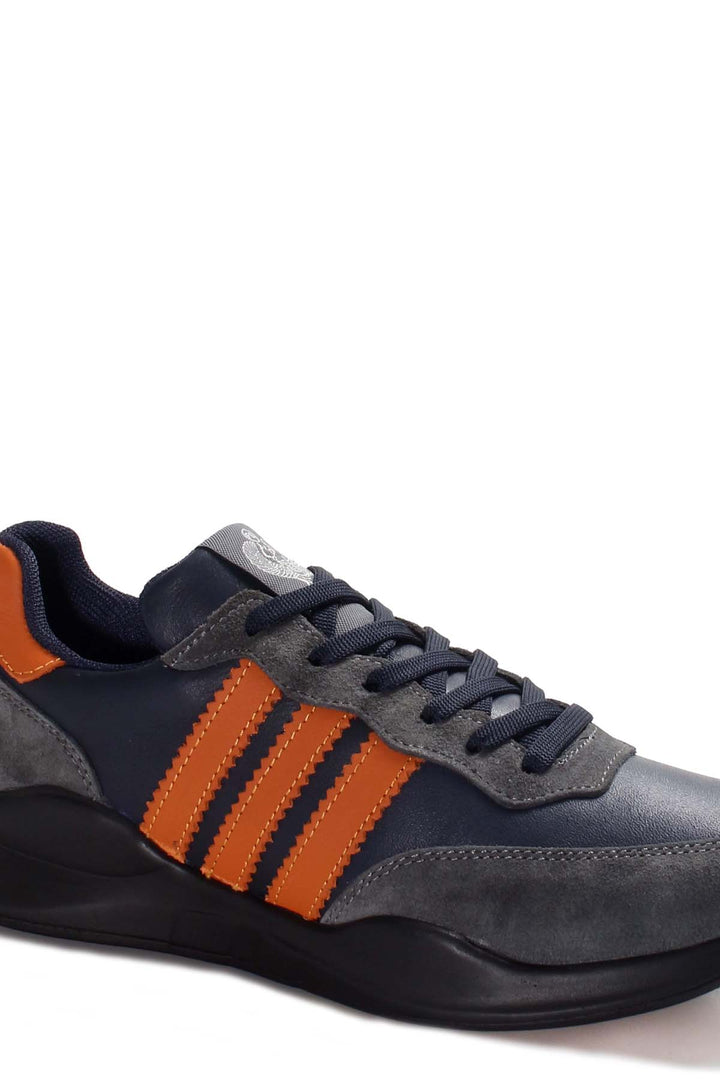Men's Gray and Orange Stripe Sneakers-Wessi