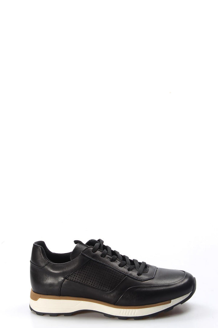 Men's Black and Brown Leather Sneakers-Wessi