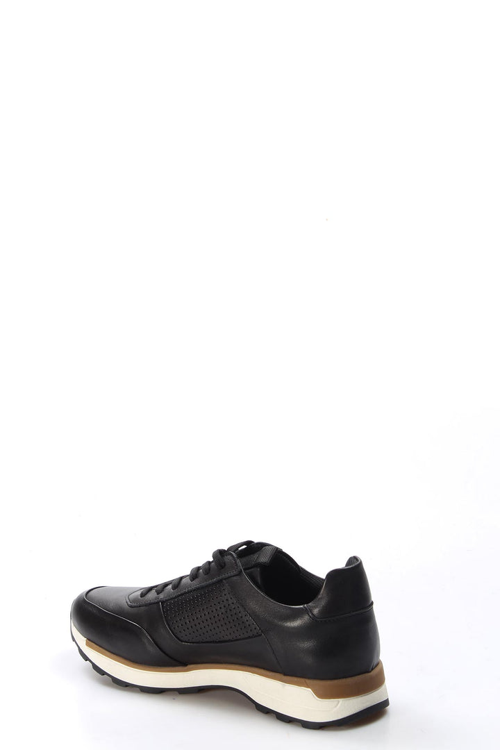 Men's Black and Brown Leather Sneakers-Wessi