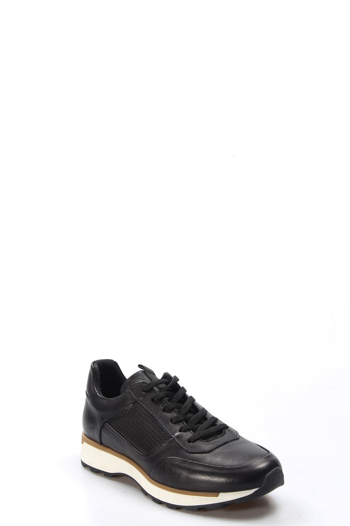 Men's Black and Brown Leather Sneakers-Wessi