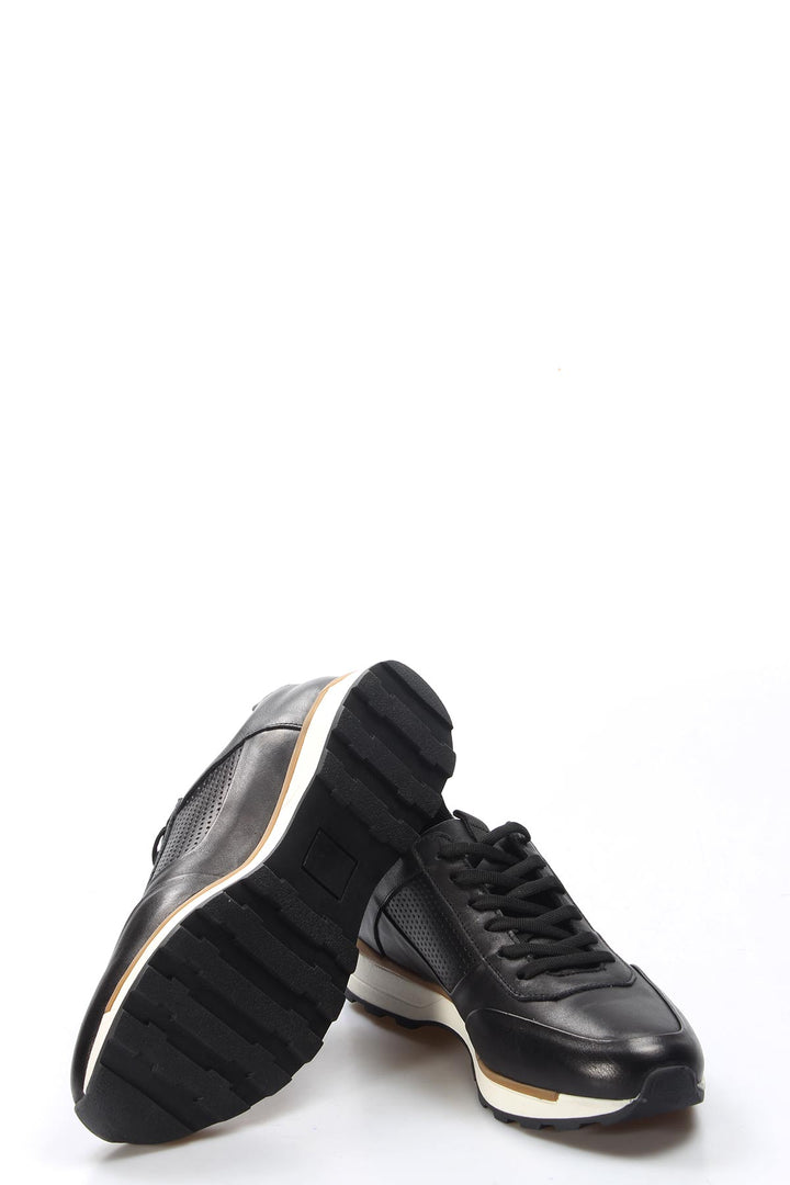 Men's Black and Brown Leather Sneakers-Wessi