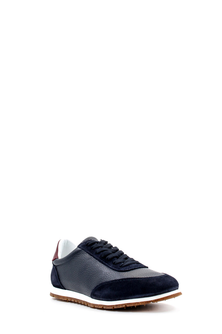 Sneakers da Uomo in Pelle e Camoscio Blu Navy con Suola in Gomma - Wessi